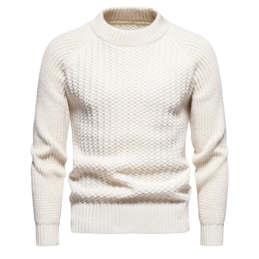 Pull décontracté ample à col rond pour homme, couleur unie