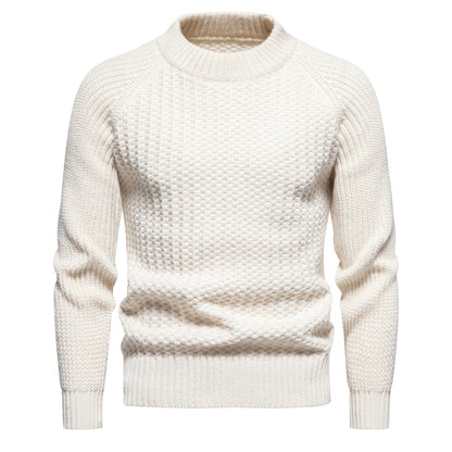 Pull décontracté ample à col rond pour homme, couleur unie