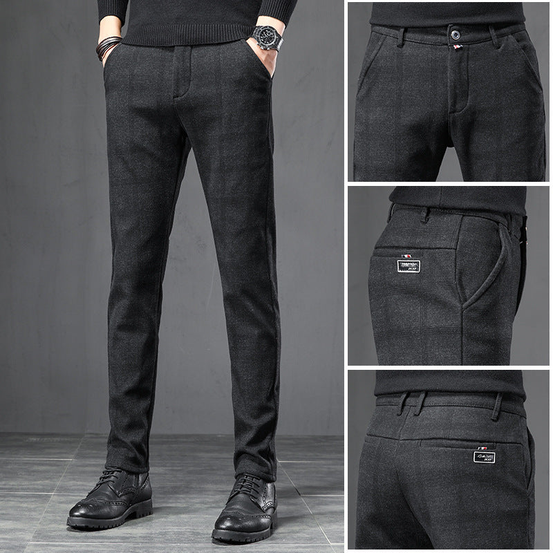 Herbst Plaid Hosen Schlank Gerade Lose Herren Casual Hosen Hosen Kleine Füße