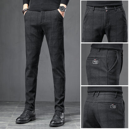 Herbst Plaid Hosen Schlank Gerade Lose Herren Casual Hosen Hosen Kleine Füße