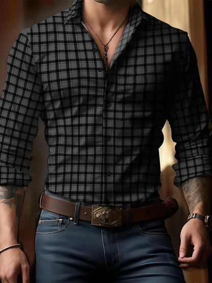 Breathable Volkswagen Casual Versatile Lattice Men's Long Sleeve Shirt - ARCHSHOPE