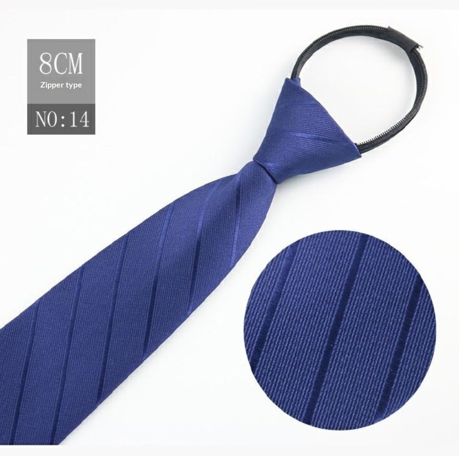 Mens Business Formal Zipper Tie With Blue Stripes - ARCHSHOPE