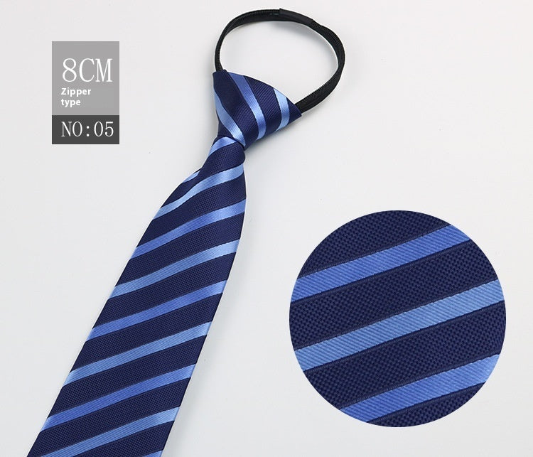 Black Men's Tie Striped Blue Business Tie Lazy Zip Tie In Stock Wholesale Pull Peels - ARCHSHOPE