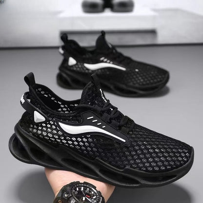 Herren Schnür-Sneakers Mesh Sportschuhe Mode Hohlsohle Low Top Laufschuhe