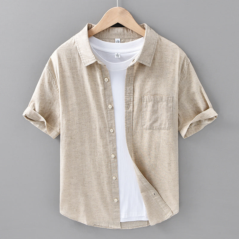 Chemise à manches courtes en lin fin pour homme