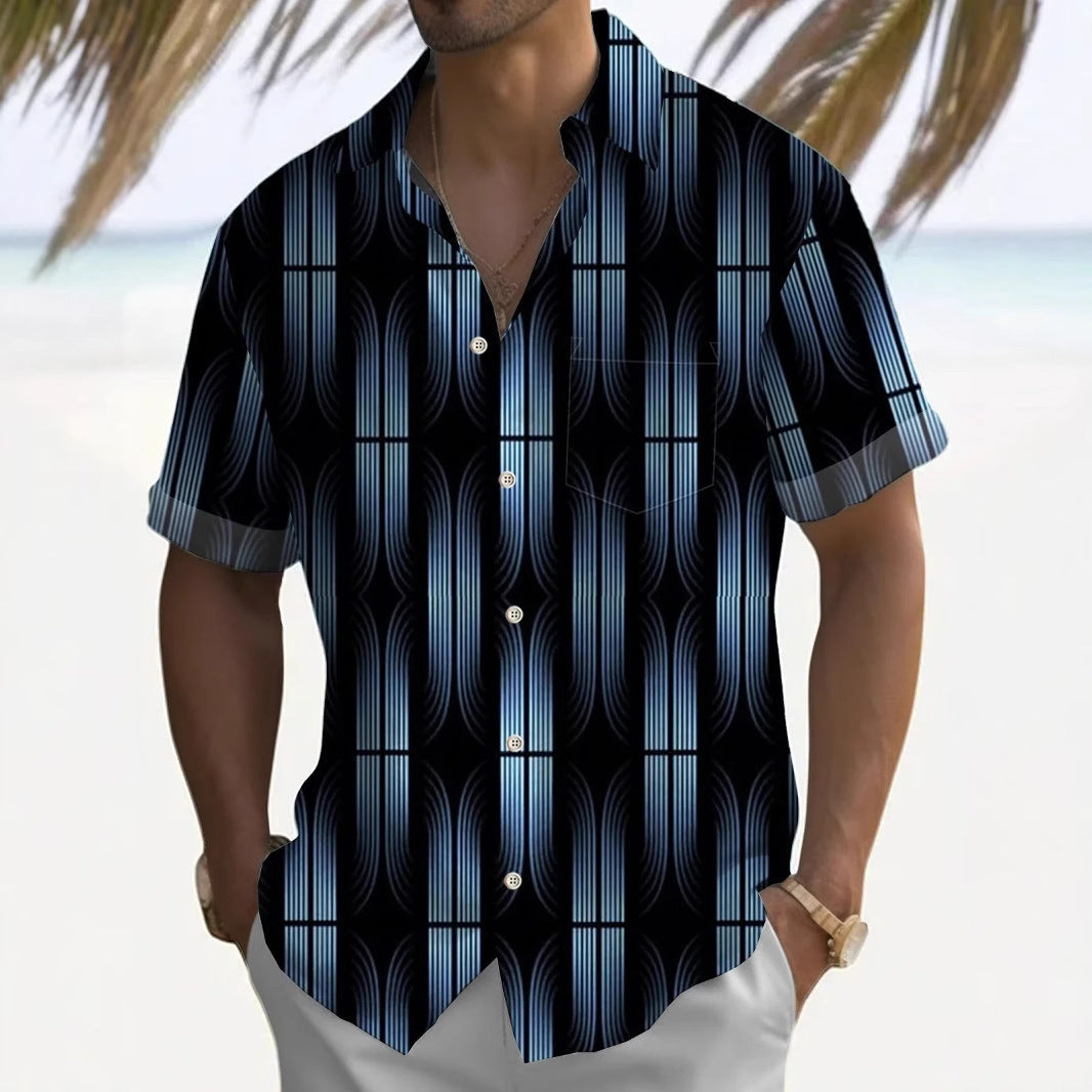 Cardigan ample imprimé pour homme, manches courtes, idéal pour les loisirs, pour l'été