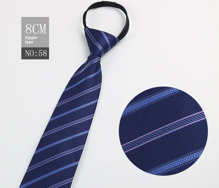Black Men's Tie Striped Blue Business Tie Lazy Zip Tie In Stock Wholesale Pull Peels - ARCHSHOPE