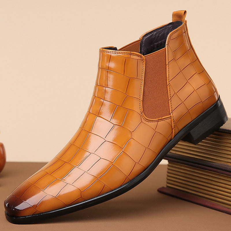Bottines Chelsea montantes en cuir brillant pour homme, pointure 48