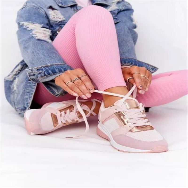 Plus Size Casual Platform Dad Shoes Lace-up Wedge Sports Women - ARCHSHOPE
