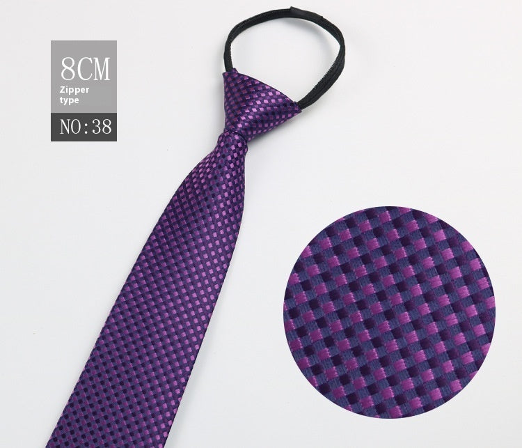 Black Men's Tie Striped Blue Business Tie Lazy Zip Tie In Stock Wholesale Pull Peels - ARCHSHOPE