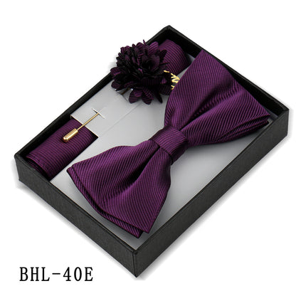 Mens Bow Tie, Pocket Square, And Brooch Gift Set - ARCHSHOPE
