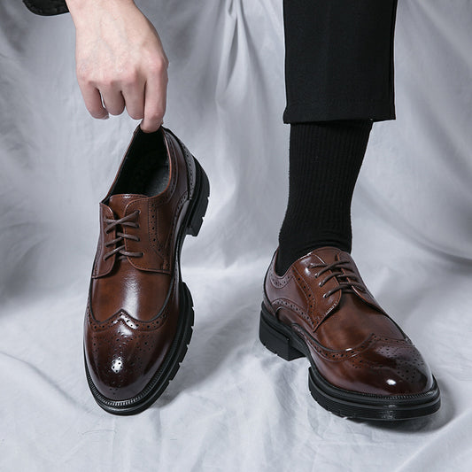 Spring And Autumn Men's Brogue Business Formal Wear Leather Shoes - ARCHSHOPE
