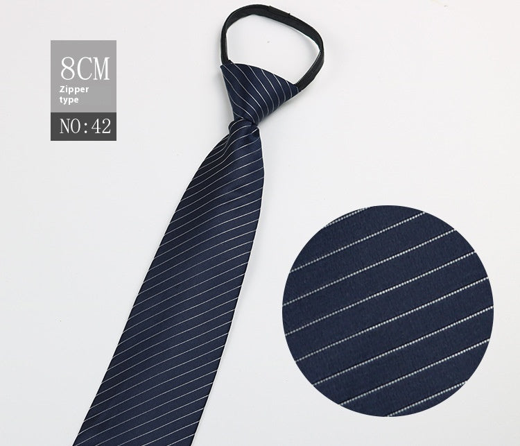 Black Men's Tie Striped Blue Business Tie Lazy Zip Tie In Stock Wholesale Pull Peels - ARCHSHOPE