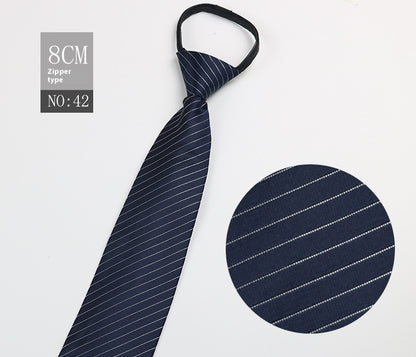 Black Men's Tie Striped Blue Business Tie Lazy Zip Tie In Stock Wholesale Pull Peels - ARCHSHOPE