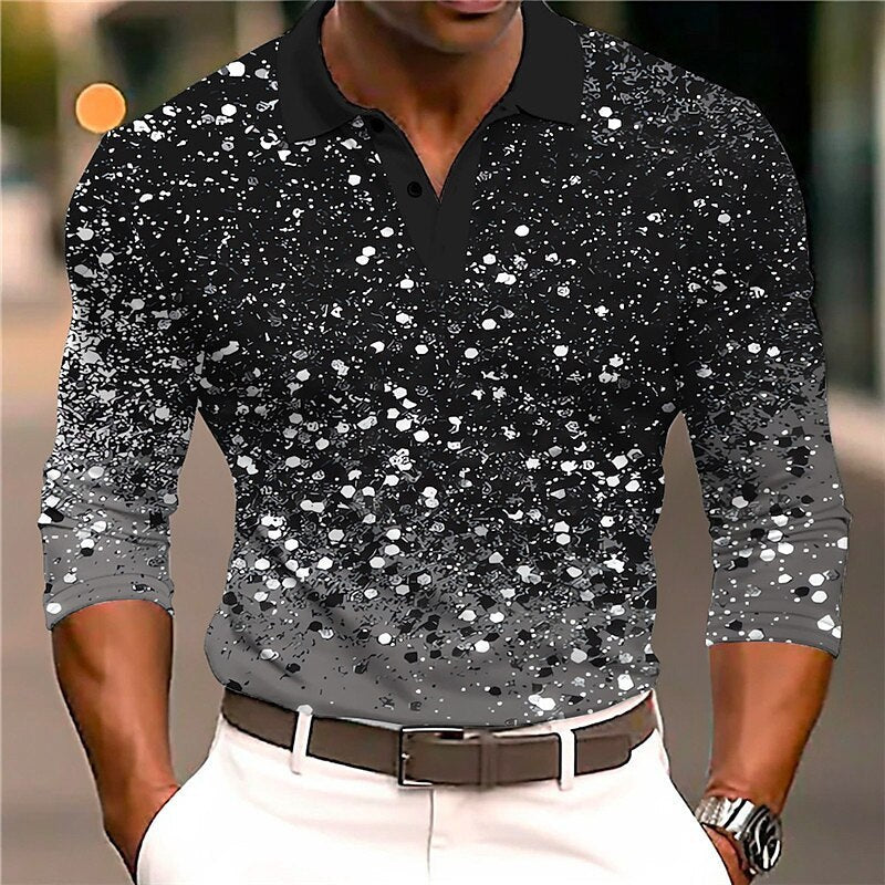 Europäische und amerikanische Herren Casual Printed 3D Polo Shirt Outdoor Freizeit täglich
