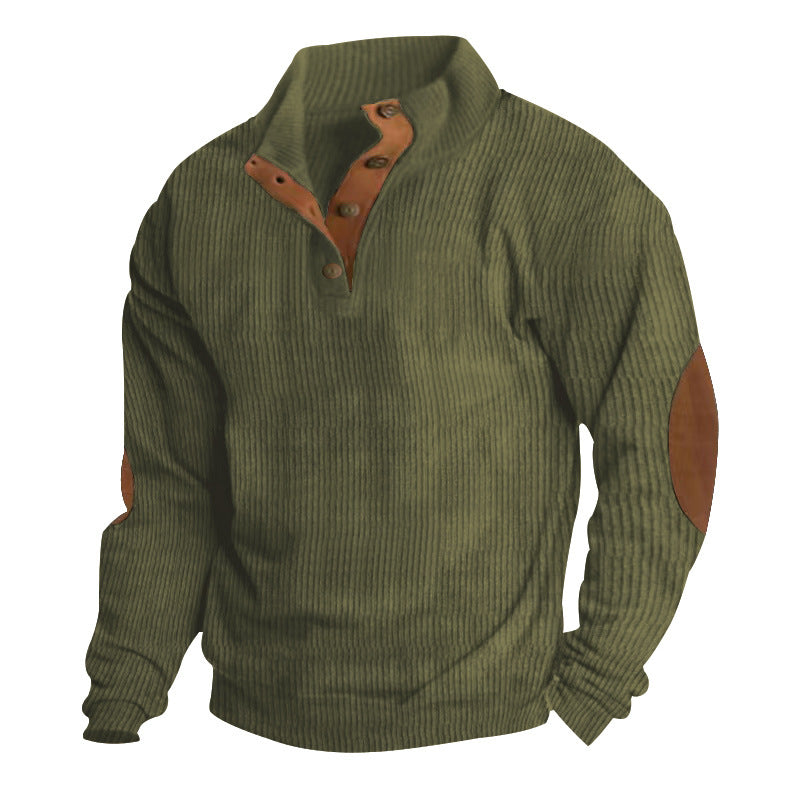 Corduroy Casual Stand Collar Long-sleeved Sweater - ARCHSHOPE