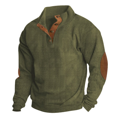 Corduroy Casual Stand Collar Long-sleeved Sweater - ARCHSHOPE