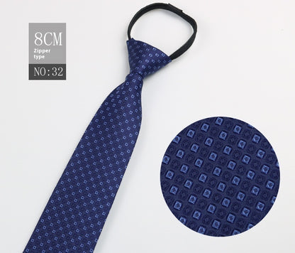Black Men's Tie Striped Blue Business Tie Lazy Zip Tie In Stock Wholesale Pull Peels - ARCHSHOPE