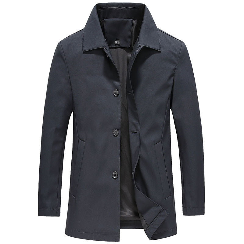Veste d'affaires à col polo pour homme, couleur unie, manteau léger à boutons courts, automne-hiver