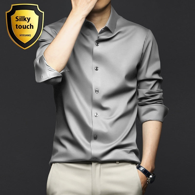 Chemise à manches longues pour homme, anti-rides, sans repassage, pour le travail