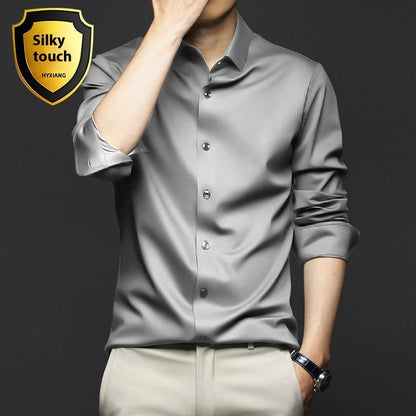 Chemise à manches longues pour homme, anti-rides, sans repassage, pour le travail