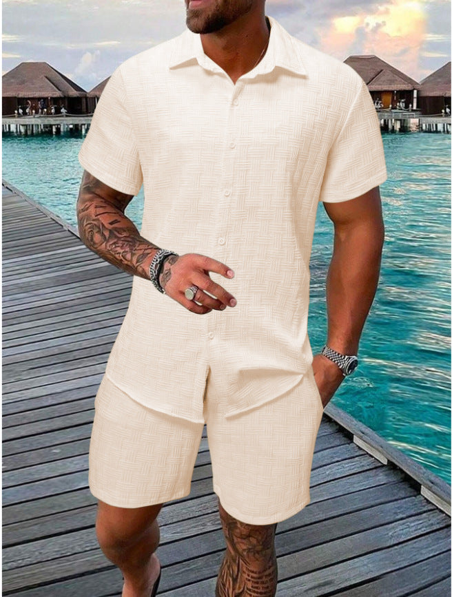 Summer Jacquard Black And White Solid Color Suit - ARCHSHOPE