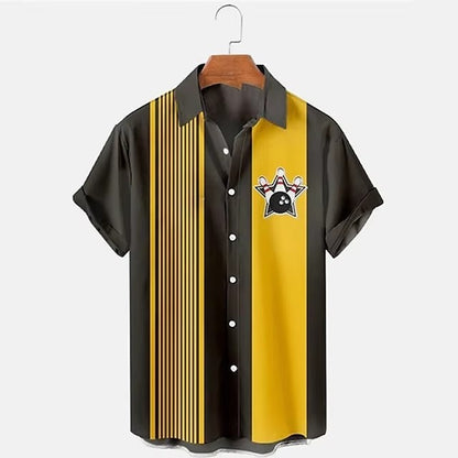 Chemise de bowling pour homme, impression numérique 3D