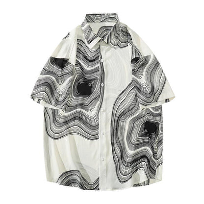 Chemise d'été pour homme, style Hong Kong, tendance, manches courtes