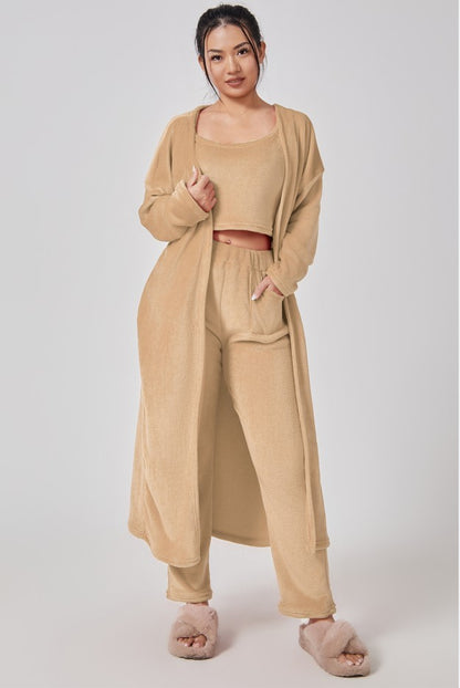 Cozy Pajama Set, 3 Piece Lounge Set, Cute Loungewear, Warm Suit Sets, Matching Set, Lounge Set, 3 Piece Pant Sets, Women Winter Dress - ARCHSHOPE
