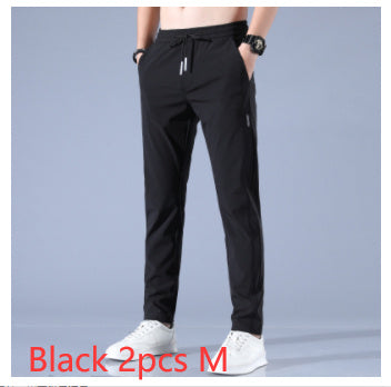Ice Silk Pants Herren Sommer Dünne Freizeithose Lose Gerade Atmungsaktiv