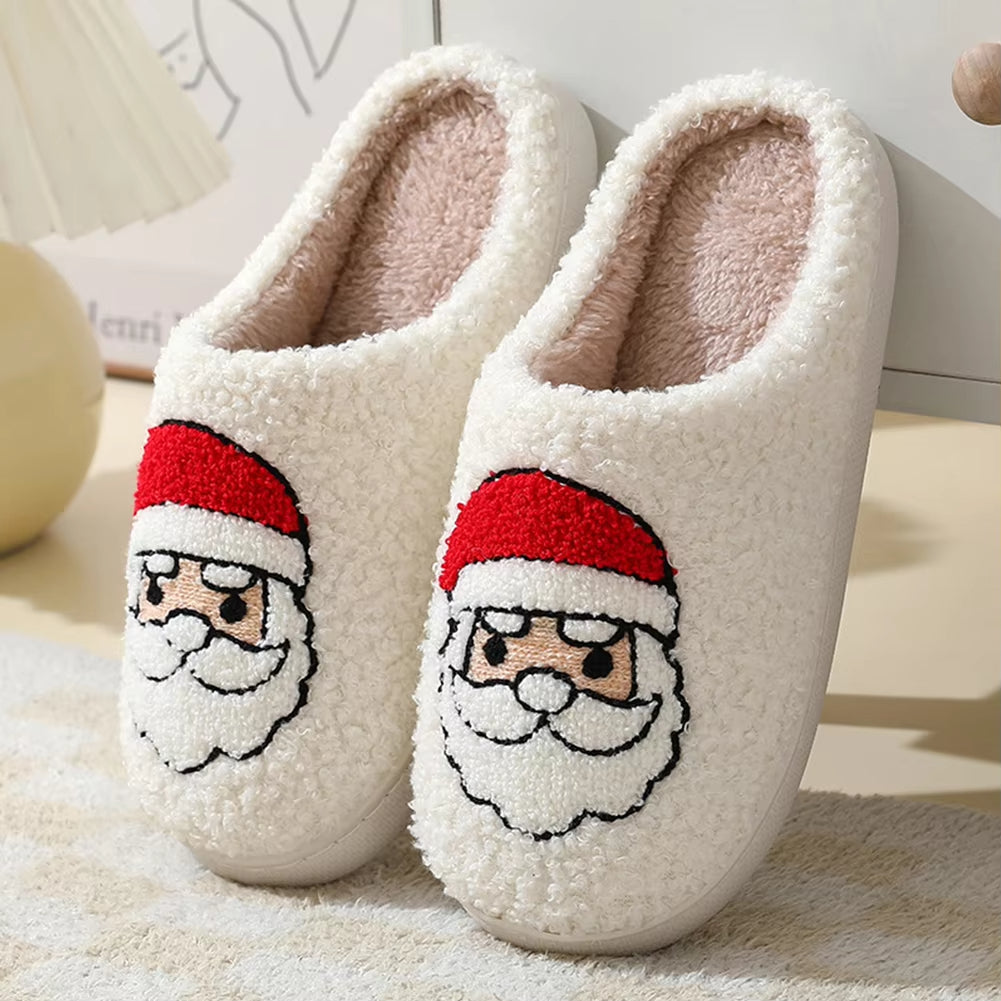 Christmas Slippers Reindeer Slippers For Women And Men Holiday Halloween Slippers Indoor Bedroom Fluffy Warm Fleece Slippers Winter Soft Cozy Home Non-Slip Soft Plush Slip-on Wool Lined House Shoes - ARCHSHOPE