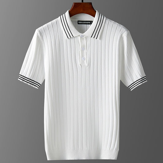 Men's Ice Silk Short Sleeve Thin Lapels Polo Sweater - ARCHSHOPE