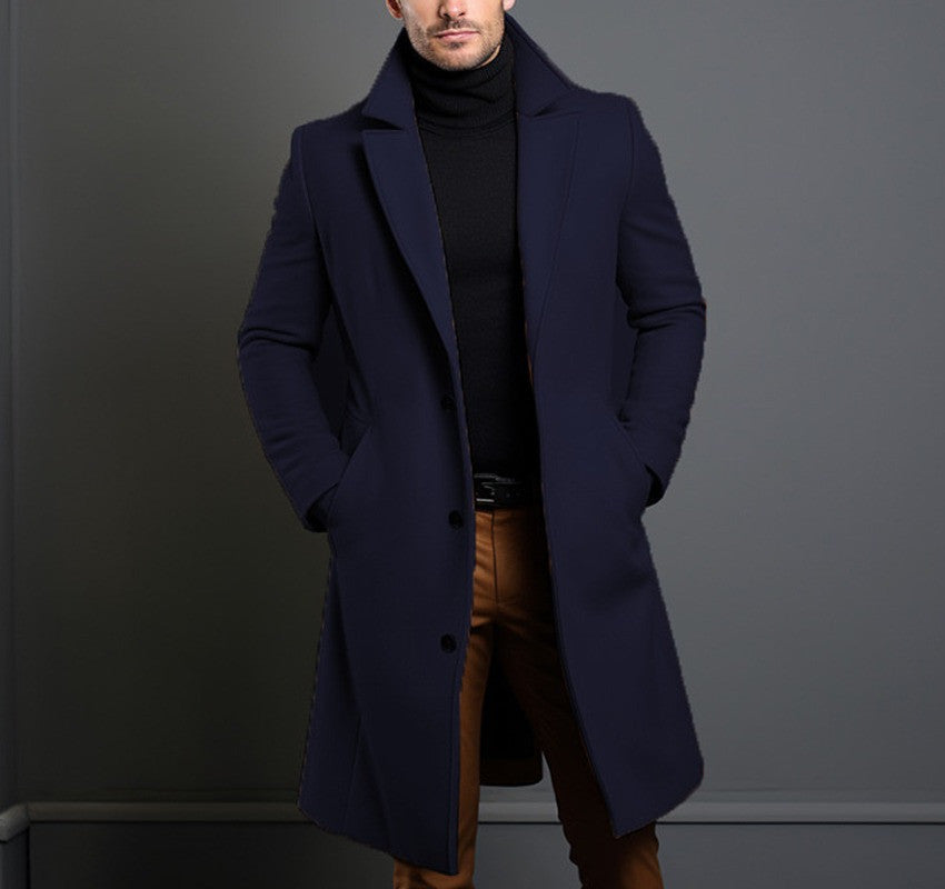 Woolen Men's Mid-length Trench Coat - ARCHSHOPE