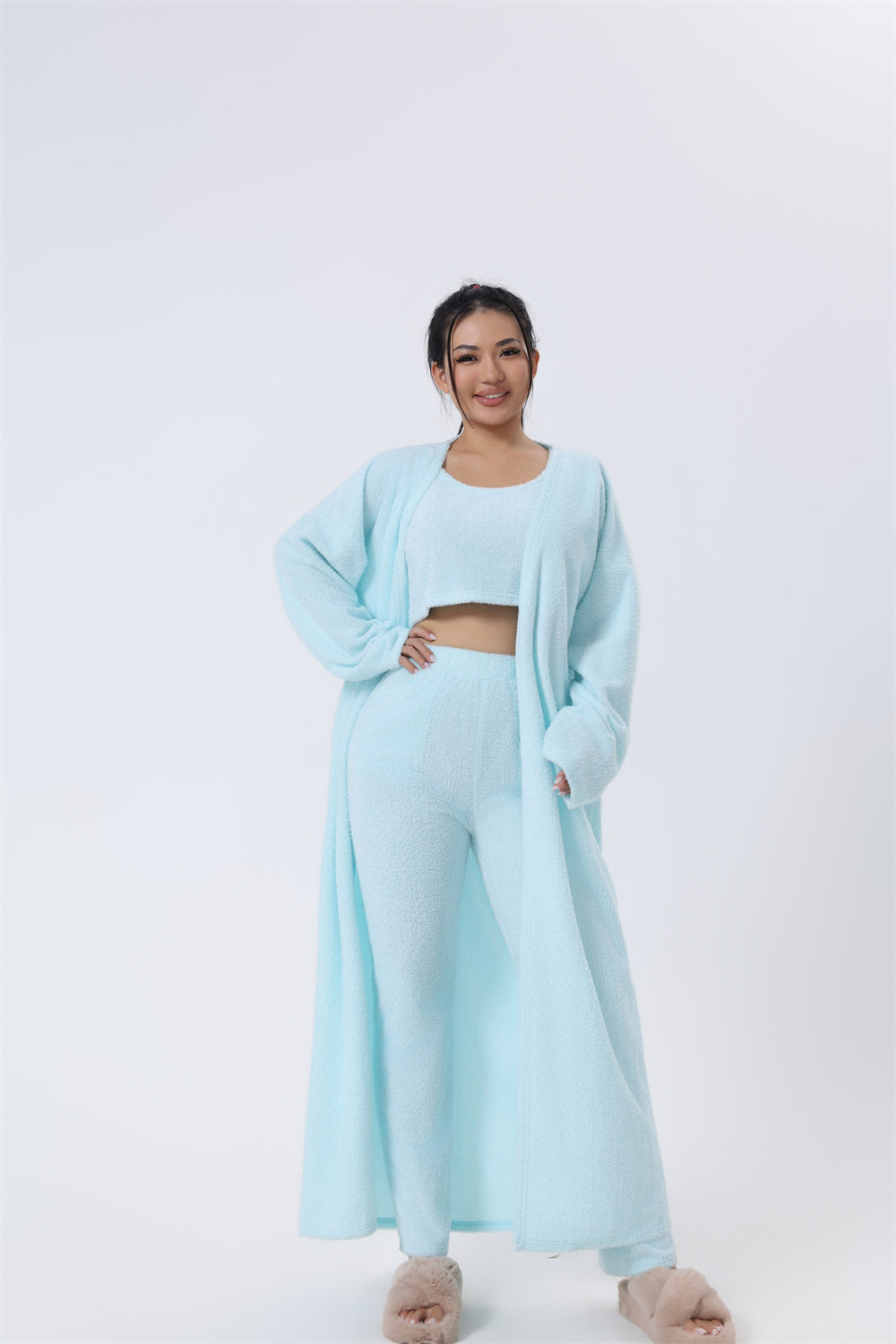 Cozy Pajama Set, 3 Piece Lounge Set, Cute Loungewear, Warm Suit Sets, Matching Set, Lounge Set, 3 Piece Pant Sets, Women Winter Dress - ARCHSHOPE