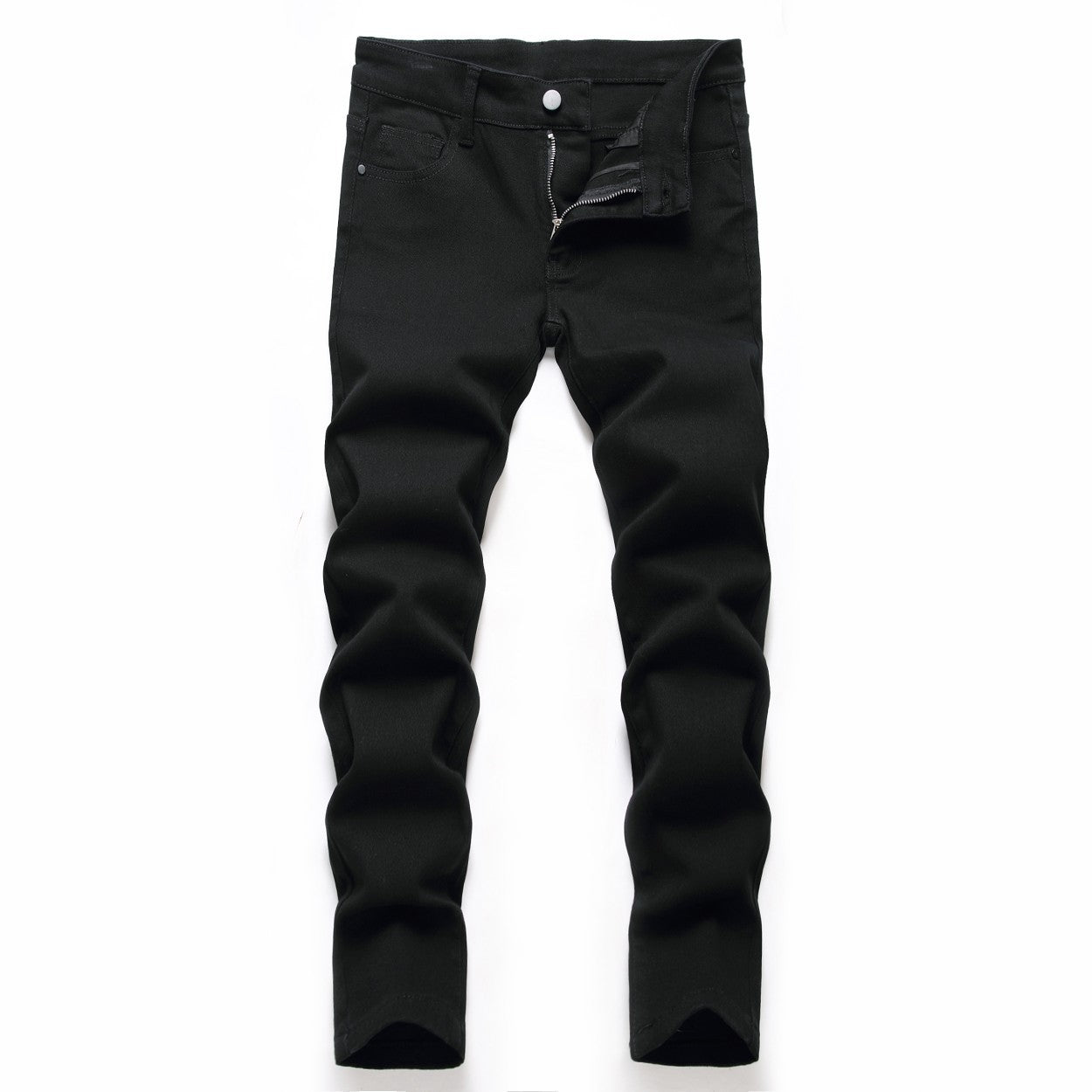 Schwarze, elastische Straight-Jeans für Herren