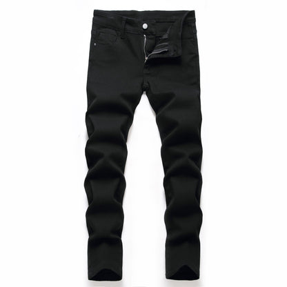 Schwarze, elastische Straight-Jeans für Herren