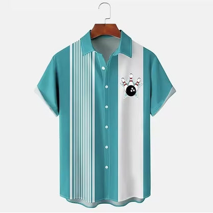 Chemise de bowling pour homme, impression numérique 3D