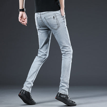 Jeans Herren Slim Fit Stretch Skinny Hose im koreanischen Stil