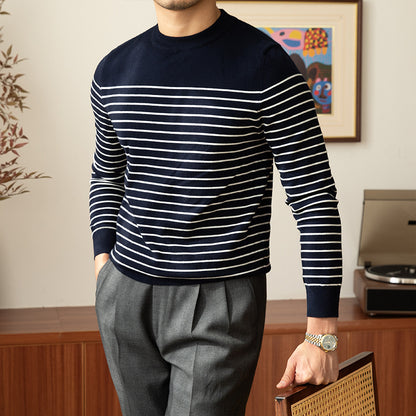 Vintage Rundhalspullover Strick Herren Top