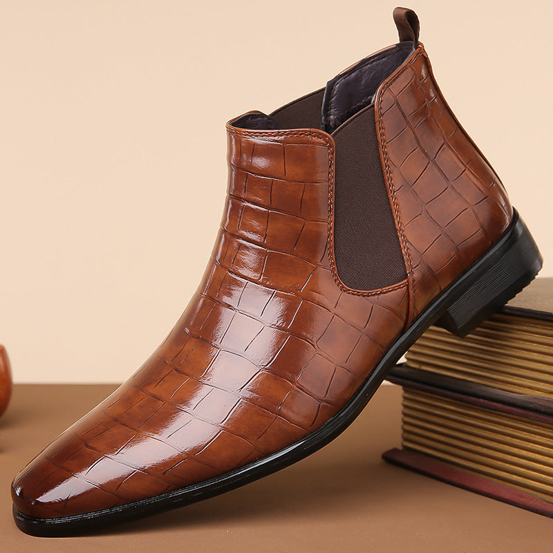 Bottines Chelsea montantes en cuir brillant pour homme, pointure 48