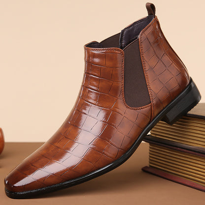 Bottines Chelsea montantes en cuir brillant pour homme, pointure 48