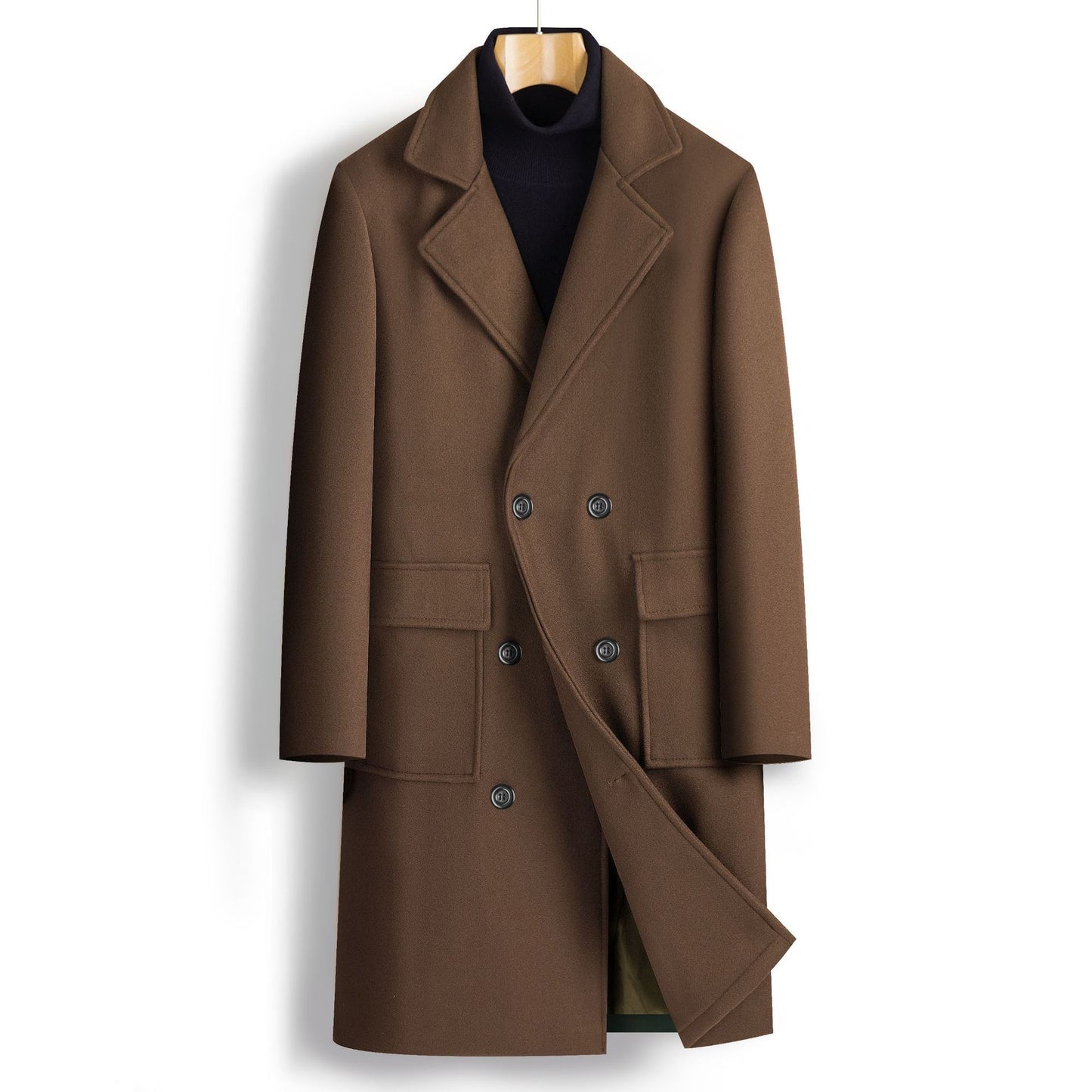 Manteau mi-long croisé pour homme automne-hiver