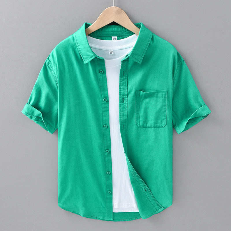 Chemise à manches courtes en lin fin pour homme