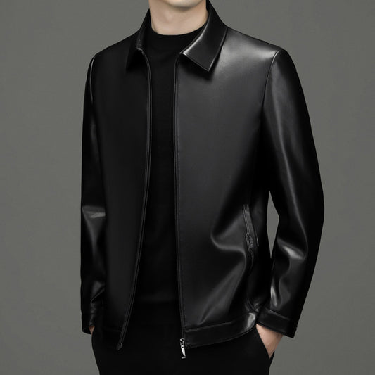 Vêtements d'automne courts en cuir PU à revers pour le travail