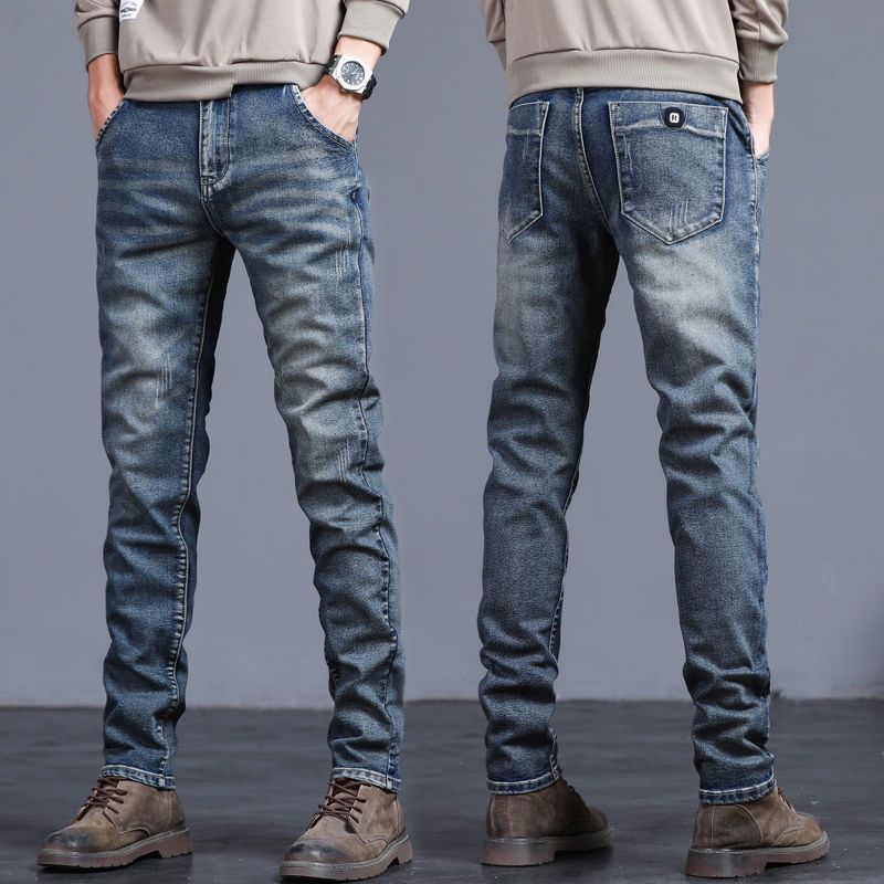 Herren Jeans Washed Slim Straight Stretch