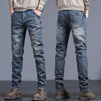 Herren Jeans Washed Slim Straight Stretch