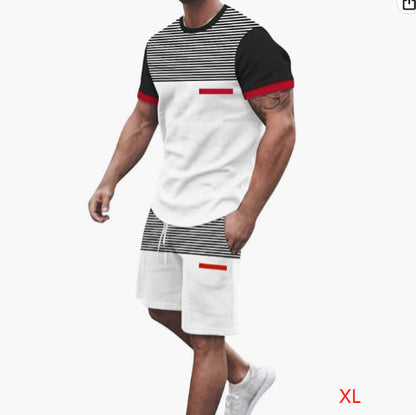 Men's Casual T-shirt Shorts Two-piece Printed Sportswear - ARCHSHOPE