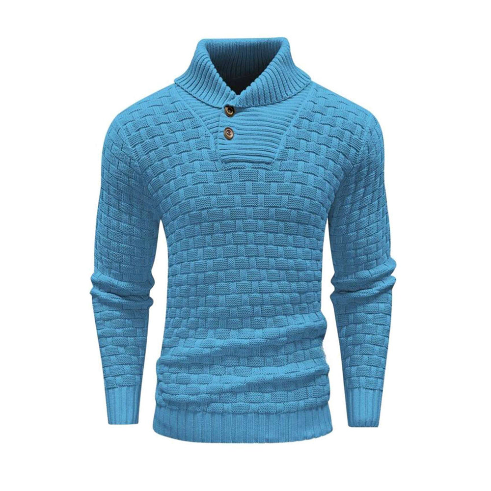 Men's Slim Turtleneck Sweater With Button Design Fashion Casual Solid Color Pullover Top Clothing - ARCHSHOPE
