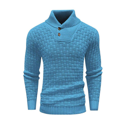 Men's Slim Turtleneck Sweater With Button Design Fashion Casual Solid Color Pullover Top Clothing - ARCHSHOPE