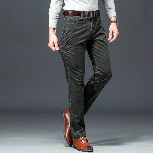 Pantalon décontracté pour homme, coupe droite, en velours côtelé, style business formel